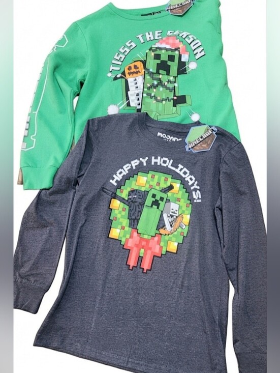 Minecraft Other - NWT Minecraft Holiday Long Sleeve Shirt & Sweatshirt Lot Boys Large